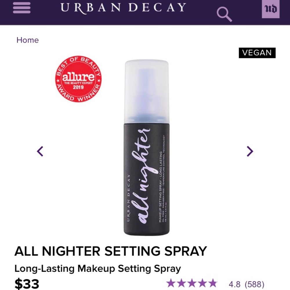 NWT Urban Decay All Nighter Spray
